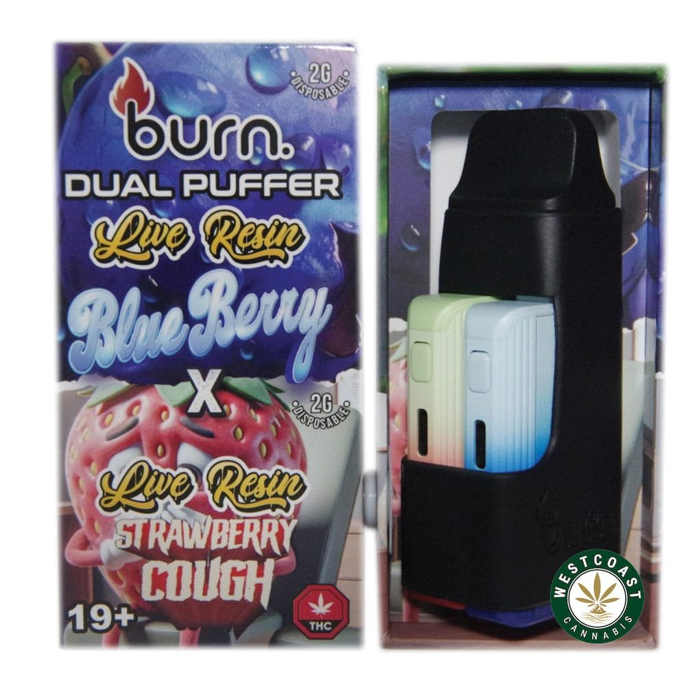 Burn Extracts – Dual 2 Gram Puffer – Live Resin Blueberry x Live Resin Strawberry Cough (2 Grams + 2 Gram)