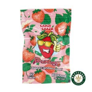 Candy Craze Edibles – Strawberry Gummy 1000mg THC