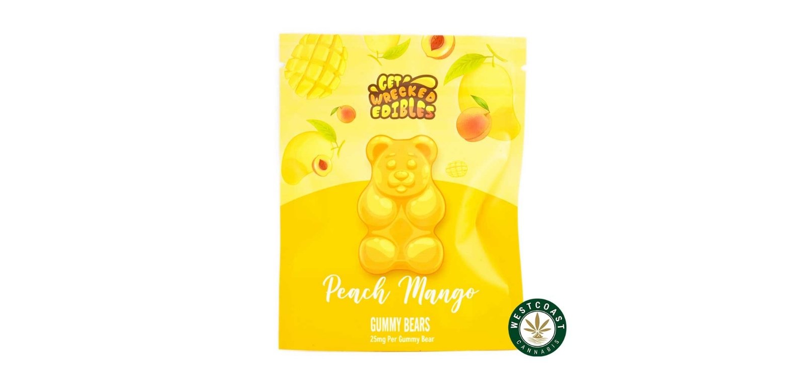 Get Wrecked Edibles – Peach Mango Gummy Bears 300mg THC
