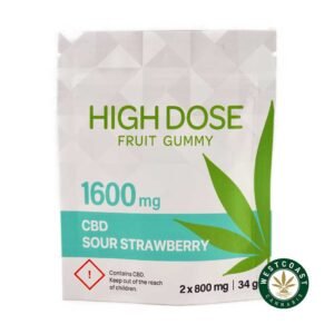 High Dose Fruit Gummy – Extreme Strength Sour Strawberry 1600mg CBD