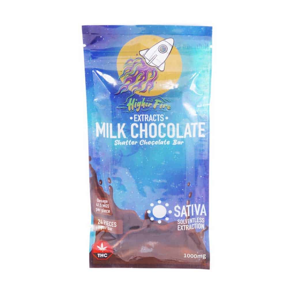 Higher Fire Extracts – Shatter Chocolate Bar – Milk 1000mg THC (Sativa)