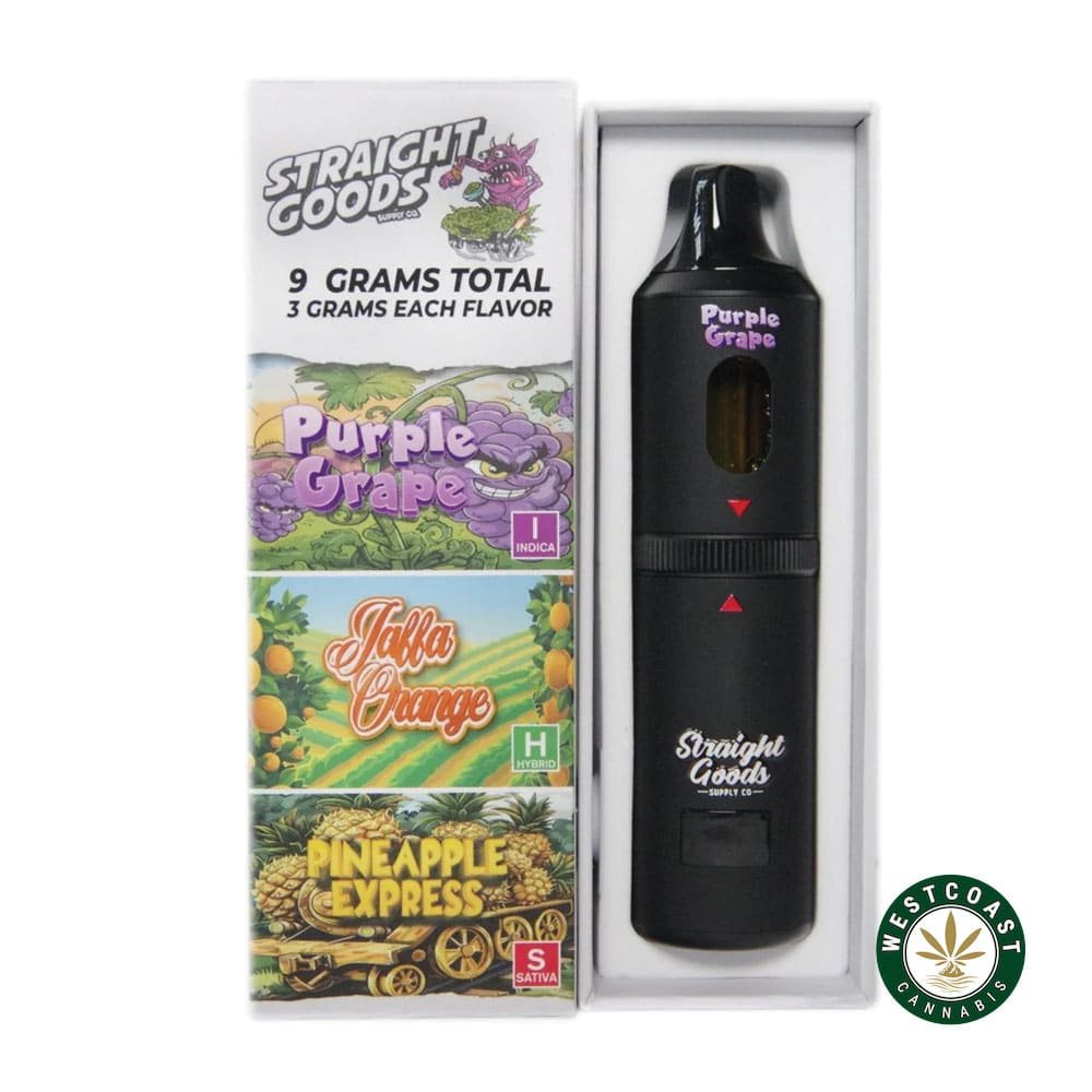 Straight Goods – Triple Chamber Vape – Purple Grape + Jaffa Orange + Pineapple Express (3 Grams + 3 Grams + 3 Gram)