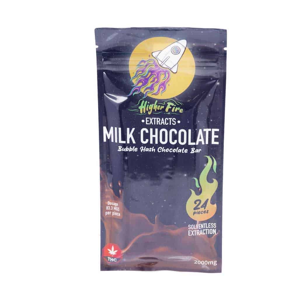 Higher Fire Extracts – Bubble Hash Chocolate Bar – Milk 2000mg THC
