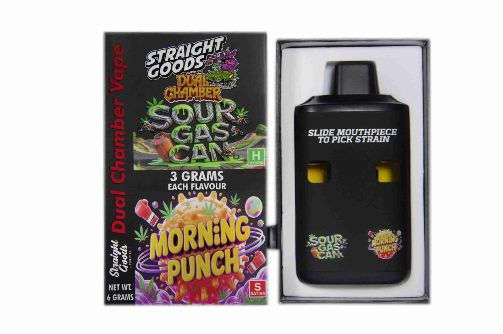 Straight Goods – Dual Chamber Vape – Sour Gascan + Morning Punch (3 Grams + 3 Grams)
